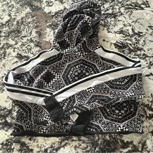 Adidas Originals Kaleidoscope Print Womens Cropped Hoodie Black/White DX1158 - Picture 5 of 5